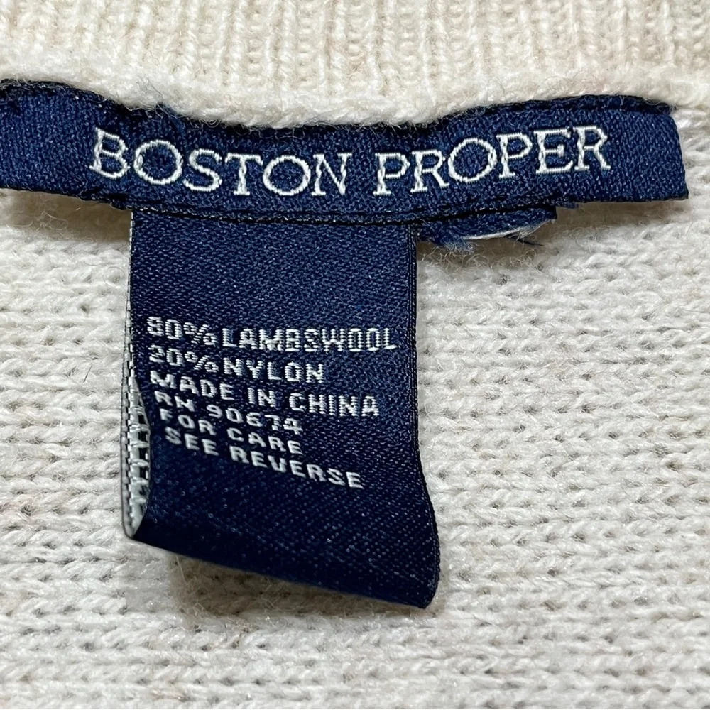 BOSTON PROPER Tan Cream Patchwork Poncho One Sz Lambswool Fall Pullover‎ Casual